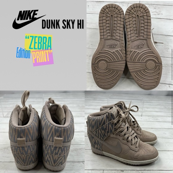 Nike Dunk Sky Hi Lace Up High Top Wedge Sneakers in “Zebra Print” (2013) - Picture 7 of 15